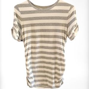 Michael Michael Kors gray and white striped ruched top
